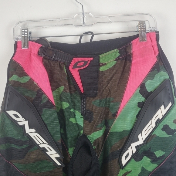 O'NEAL Motocross pants Kids 7/8 Green Camo Pink Hip pads‎ Nylon Waterproof - Picture 8 of 13